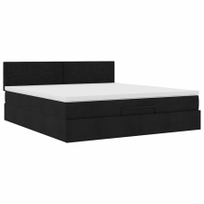 vidaXL Ottomán ágykeret matraccal fekete 180x200cm szövet (3311396) ágy és ágykellék