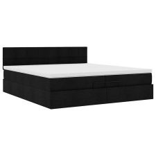 vidaXL Ottomán ágykeret matraccal fekete 200x200 cm anyaggal (3311486) ágy és ágykellék