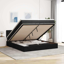vidaXL Ottomán ágykeret matraccal fekete 200x200 cm bársony ágy és ágykellék