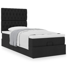 vidaXL Ottomán ágykeret matraccal fekete 80x200cm szövet ágy és ágykellék