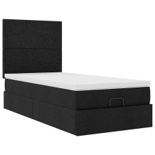 vidaXL Ottomán ágykeret matraccal fekete 90x190cm szövet (3313038) ágy és ágykellék
