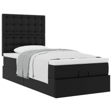vidaXL Ottomán ágykeret matraccal Fekete 90x200cm műbőrrel ágy és ágykellék