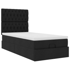 vidaXL Ottomán ágykeret matraccal fekete 90x200cm szövet (3313211) ágy és ágykellék