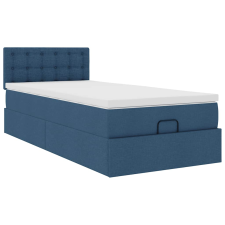 vidaXL Ottomán ágykeret matraccal kék 100x200cm anyaggal (3311607) ágy és ágykellék