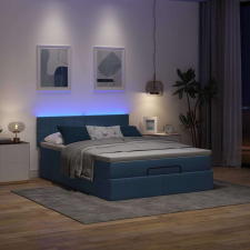 vidaXL Ottomán ágykeret matraccal kék 140x200cm szövet ágy és ágykellék