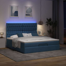 vidaXL Ottomán ágykeret matraccal Kék 180x200cm anyaggal ágy és ágykellék