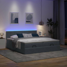 vidaXL Ottomán ágykeret matraccal Sötét szürke 200x200cm bársony ágy és ágykellék