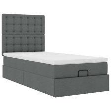 vidaXL Ottomán ágykeret matraccal sötét szürke 90x190cm szövet (3313286) ágy és ágykellék