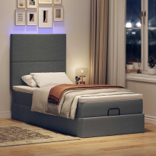 vidaXL Ottomán ágykeret matraccal sötét szürke 90x200cm szövet ágy és ágykellék