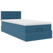 vidaXL Ottomán ágykeret matraccal Sötétkék 100x200cm bársony (3311901) ágy és ágykellék