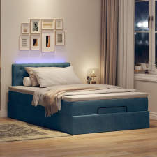 vidaXL Ottomán ágykeret matraccal sötétkék 120x190 cm bársony ágy és ágykellék