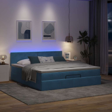 vidaXL Ottomán ágykeret matraccal sötétkék 160x200cm bársony ágy és ágykellék