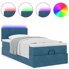 vidaXL Ottomán ágykeret matraccal sötétkék 90x200cm bársony (3312600) ágy és ágykellék