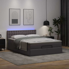 vidaXL Ottomán ágykeret matraccal Szürke 140x190cm műbőrrel ágy és ágykellék