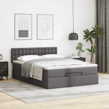 vidaXL Ottomán ágykeret matraccal Szürke 140x190cm műbőrrel ágy és ágykellék