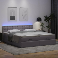 vidaXL Ottomán ágykeret matraccal Szürke 180x200cm műbőrrel ágy és ágykellék