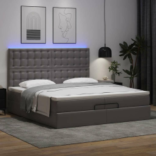 vidaXL Ottomán ágykeret matraccal Szürke 200x200cm műbőrrel ágy és ágykellék