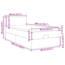 vidaXL Ottomán ágykeret matraccal világosszürke 80x200cm szövet ágy és ágykellék