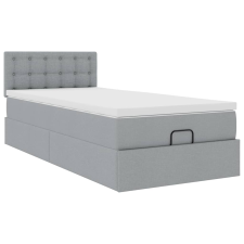 vidaXL Ottomán ágykeret matraccal világosszürke 80x200cm szövet (3311580) ágy és ágykellék
