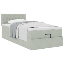 vidaXL Ottomán ágykeret matraccal világosszürke 90x200cm bársony ágy és ágykellék