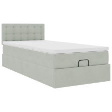 vidaXL Ottomán ágykeret matraccal világosszürke 90x200cm bársony (3311891) ágy és ágykellék