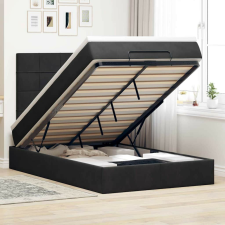 vidaXL Ottomán ágykeret matracokkal fekete 120x200cm bársony ágy és ágykellék
