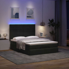 vidaXL Ottomán ágykeret matracokkal fekete 140x190cm bársony ágy és ágykellék