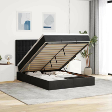 vidaXL Ottomán ágykeret matracokkal fekete 140x200cm bársony ágy és ágykellék