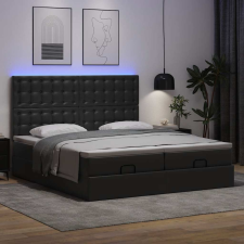 vidaXL Ottomán ágykeret matracokkal Fekete 160x200cm műbőr ágy és ágykellék