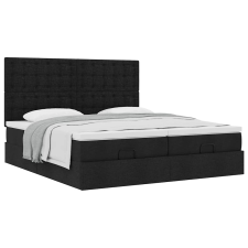 vidaXL Ottomán ágykeret matracokkal Fekete 180x200cm szövet (3313736) ágy és ágykellék