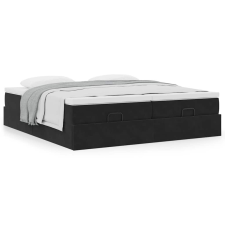 vidaXL Ottomán ágykeret matracokkal Fekete 200x200cm bársony ágy és ágykellék