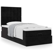 vidaXL Ottomán ágykeret matracokkal fekete 90x200cm bársony ágy és ágykellék