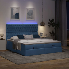 vidaXL Ottomán ágykeret matracokkal kék 180x200cm szövet ágy és ágykellék