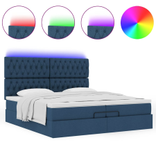 vidaXL Ottomán ágykeret matracokkal kék 200x200cm szövet (3314120) ágy és ágykellék