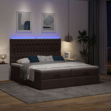 vidaXL Ottomán ágykeret matracokkal Sötétbarna 200x200cm szövet ágy és ágykellék