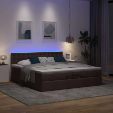 vidaXL Ottomán ágykeret matracokkal Sötétbarna 200x200cm szövet ágy és ágykellék