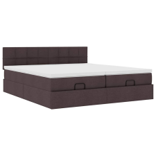 vidaXL Ottomán ágykeret matracokkal Sötétbarna 200x200cm szövet (3312004) ágy és ágykellék