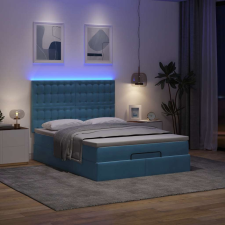 vidaXL Ottomán ágykeret matracokkal sötétkék 140x190cm bársony ágy és ágykellék