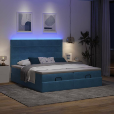 vidaXL Ottomán ágykeret matracokkal sötétkék 160x200cm bársony ágy és ágykellék