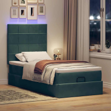 vidaXL Ottomán ágykeret matracokkal sötétzöld 100x200cm bársony ágy és ágykellék