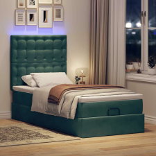 vidaXL Ottomán ágykeret matracokkal sötétzöld 100x200cm bársony ágy és ágykellék