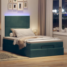 vidaXL Ottomán ágykeret matracokkal sötétzöld 120x200cm bársony ágy és ágykellék