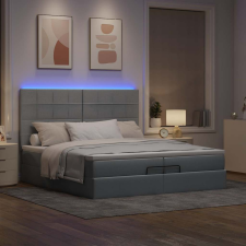 vidaXL Ottomán ágykeret matracokkal Világosszürke 200x200cm szövet ágy és ágykellék