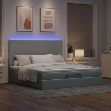 vidaXL Ottomán ágykeret matracokkal Világosszürke 200x200cm szövet ágy és ágykellék