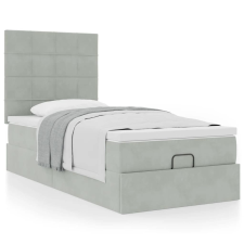 vidaXL Ottomán ágykeret matracokkal világosszürke 90x200cm bársony ágy és ágykellék