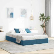 vidaXL Ottomán Ágykeret tárolóval Sötét kék 140 x 200 cm Bársony ágy és ágykellék