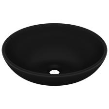 vidaXL ovális matt fekete kerámia luxus mosdókagyló 40 x 33 cm (146931) szaniter