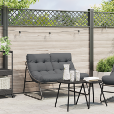 vidaXL Párnás kerti pad Fekete 110x80x71 cm Acél kerti bútor