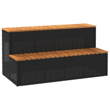 vidaXL pezsgőfürdő lépcső fekete 100x50x50,5 cm polyrattan és akácfa medence kiegészítő