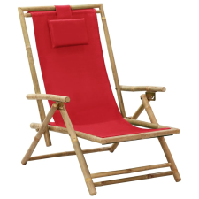 vidaXL piros bambusz és szövet dönthető pihenőszék kerti bútor